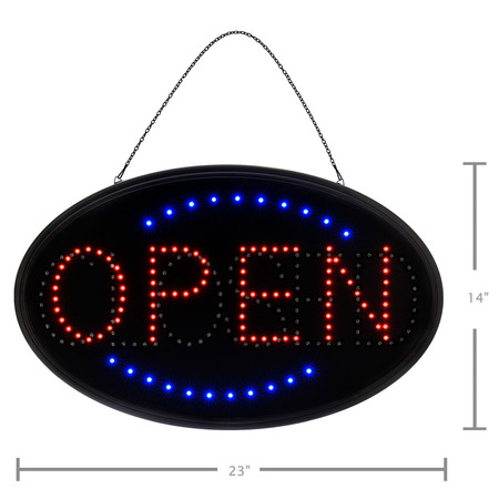 Alpine Industries LED Open/Closed Sign, Oval 23" x 14" 497-09